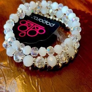 Paparazzi coil bracelet white silver NWT
